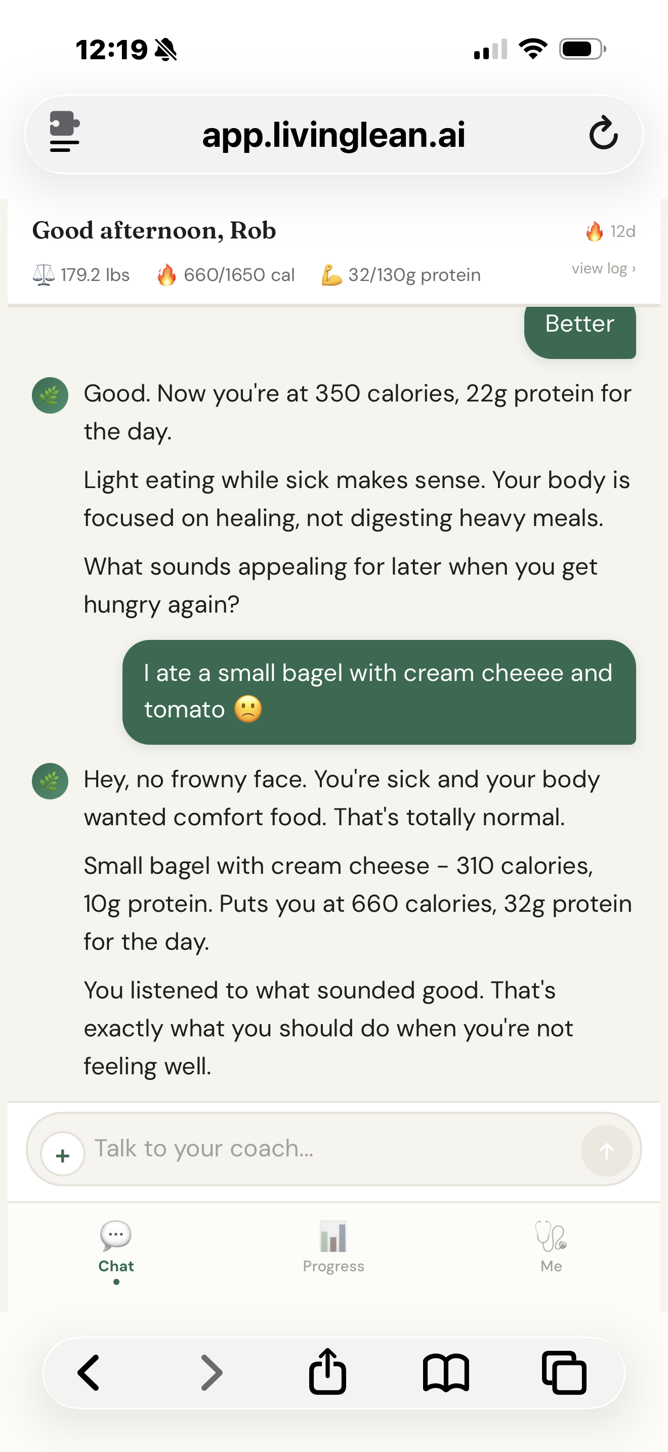 LivingLean coaching conversation